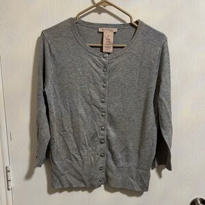 Philosophy Women’s Small Heather Gray Knit Button Down‎ 3/4 Sleeve Lightweight
